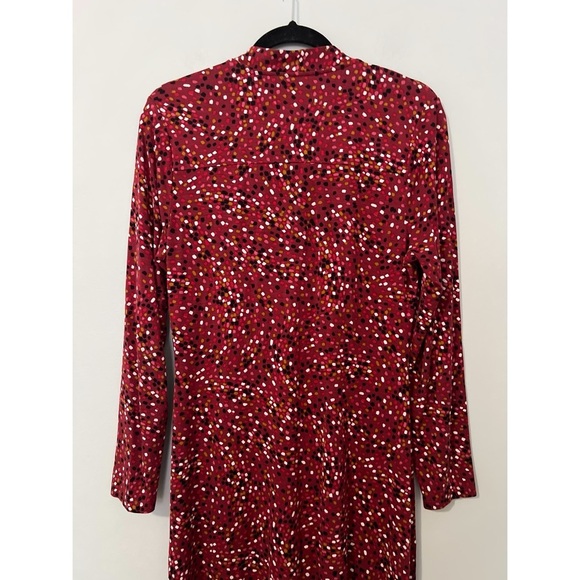 Hobbs London Hatty Jersey Dress Women’s 10 Red Multi Long Sleeve Button Ruched - Picture 7 of 16
